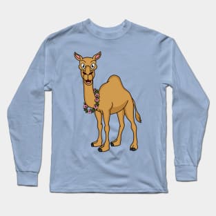 Happy camel cartoon illustration Long Sleeve T-Shirt